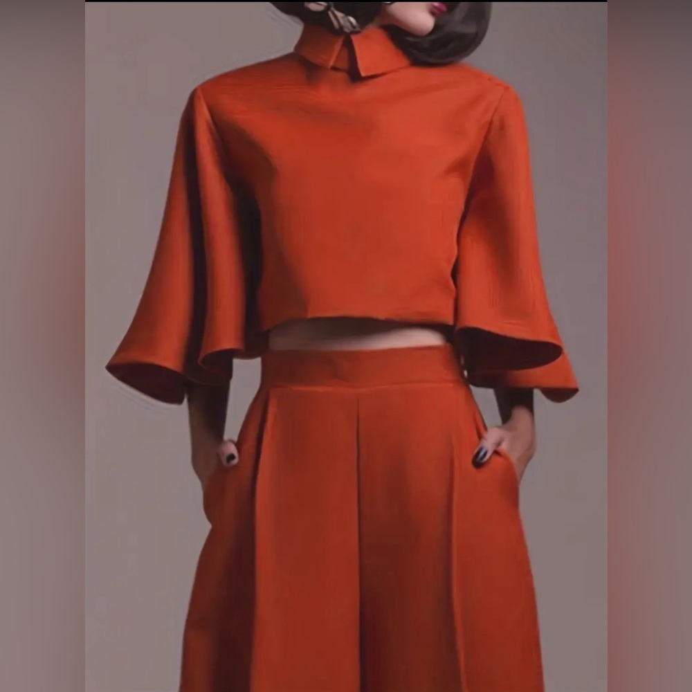 Cropped Flared Sleeved Blouse